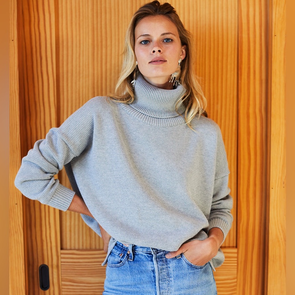 Emerson Fry Gray Cozy Knit Turtleneck Sweater
